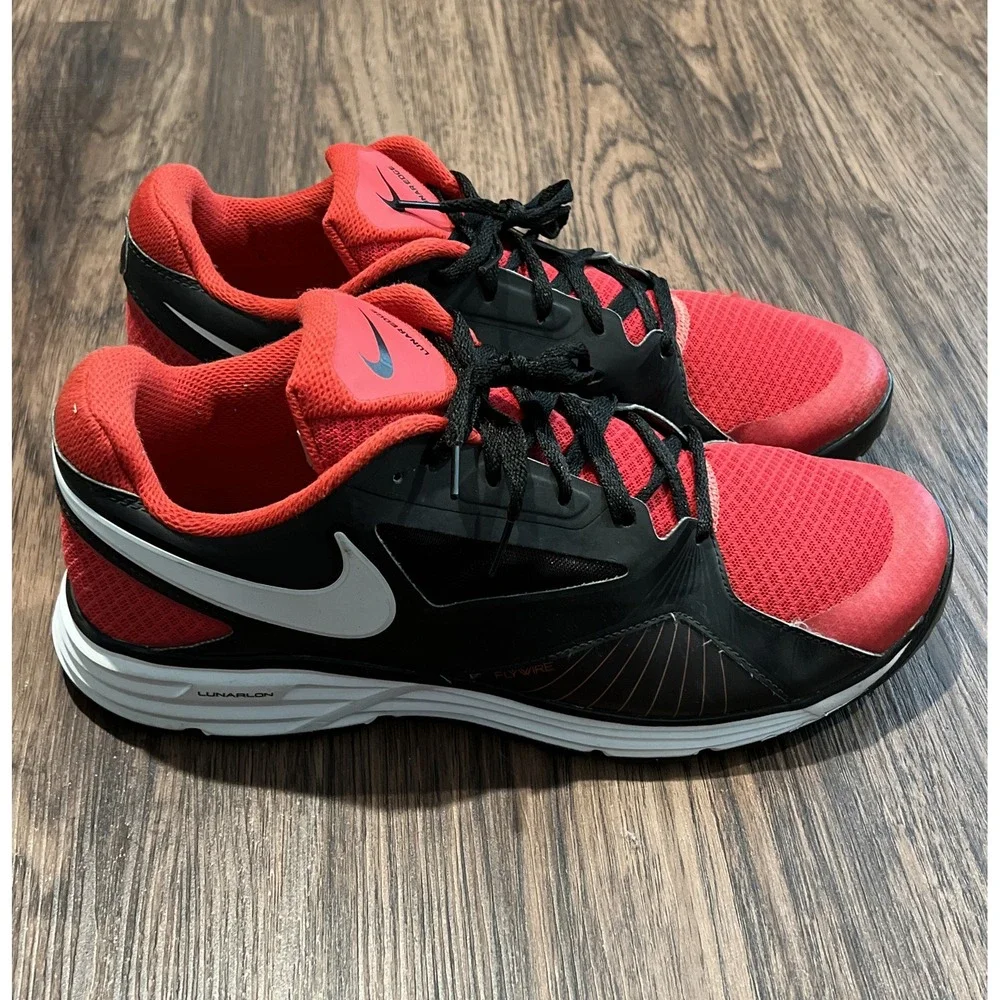 Nike Mens Lunar Edge 553682-600 Black/red Running Shoes Sneakers Size 10